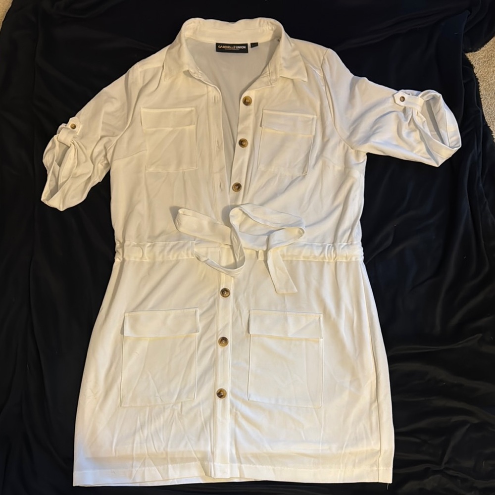 NY&C White Button-Down Dress